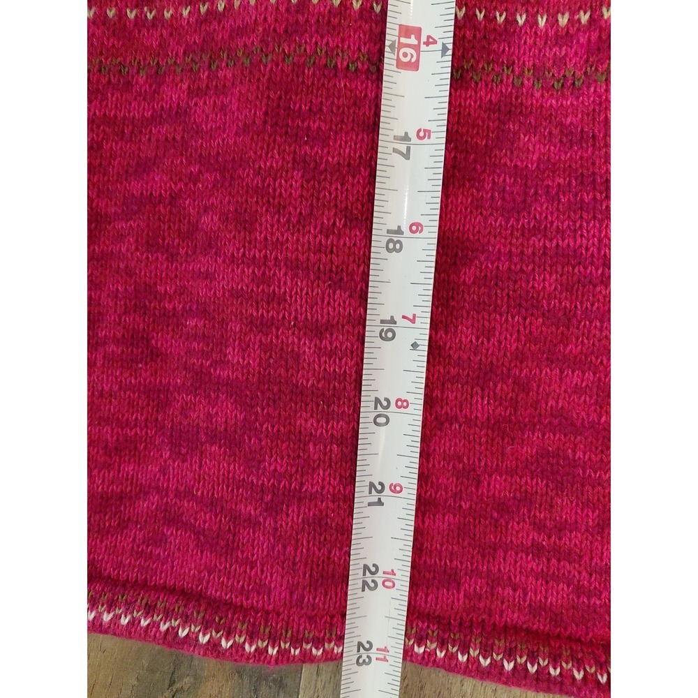 Tiara Vintage Fair Isle Zip Up Knit Sweater Dark Pink Size L - Picture 7 of 7